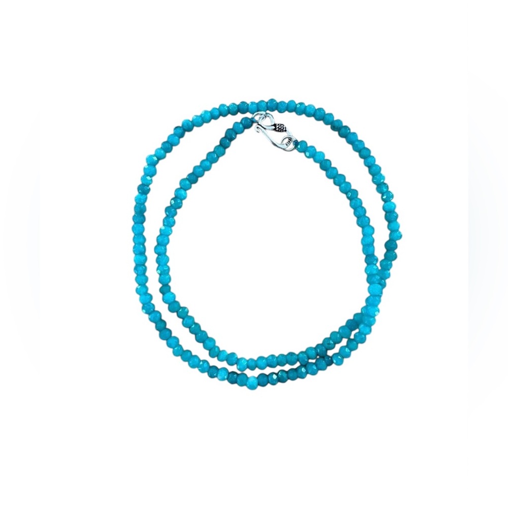 Aquamarine 4mm Beaded Necklace| 20”